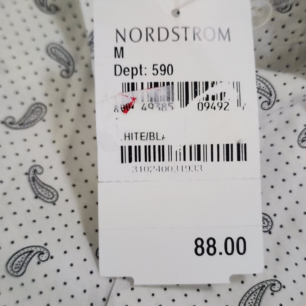 Bedford Park Shirt Men M Black White Button Down Short Sleeve Cotton Luxury NWT - Picture 5 of 8